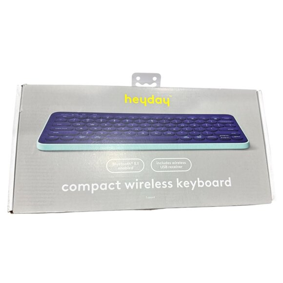 HeyDay Compact Wireless Keyboard - Spring Teal Bluetooth & USB Wireless Receiver - Picture 1 of 6